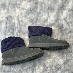 Kids Gray Boots with Knit Cuff
